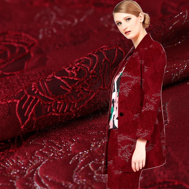 Стальные розы французские импортные трехмерные модные жаккардовые ткани для платья пальто tissus au metre лоскутное tissu telas DIY