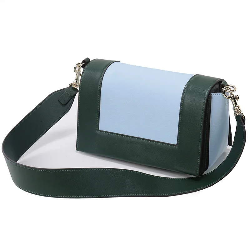 

Women's Wide Straps Panelled Shoulder Bag Women Latest Design Genuine Leather Crossbody Bag Girl High Quality Leather Small Bag