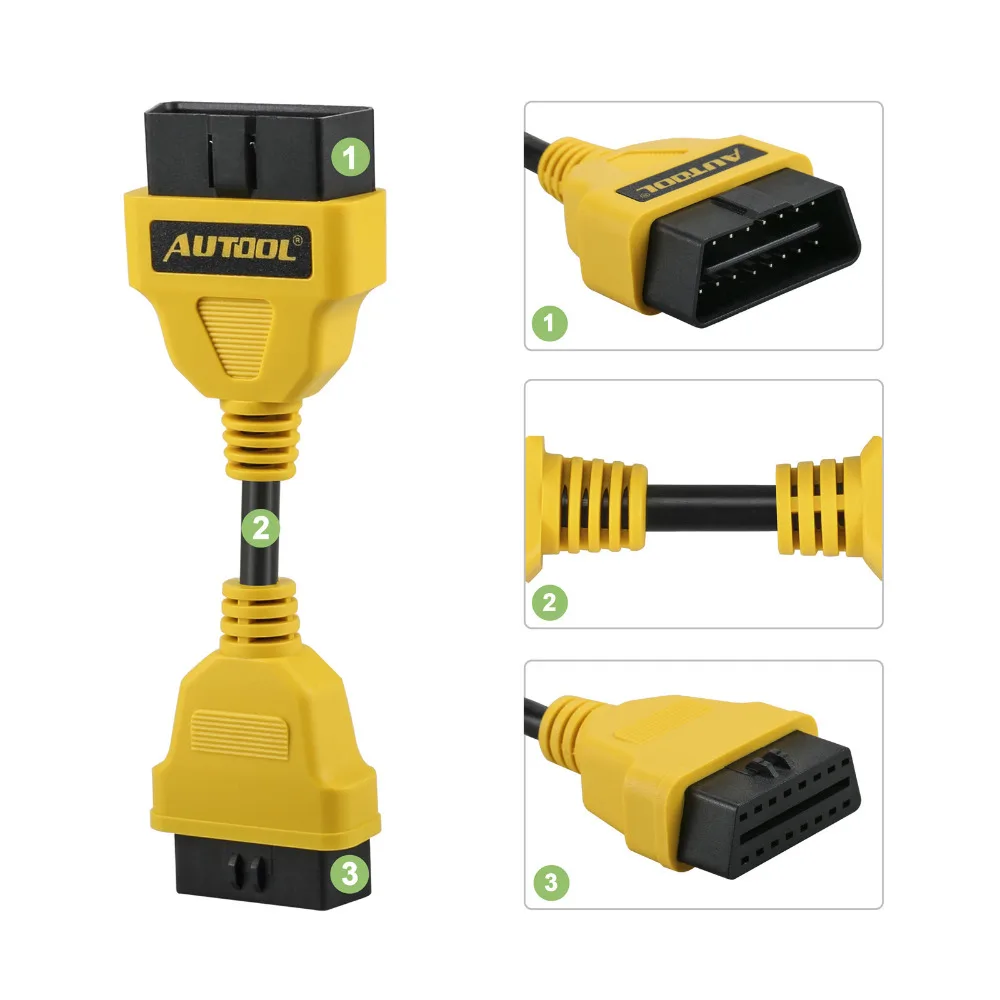 AUTOOL 14CM Shortest OBD2 Extension Cable 14CM OBD2 Cable Connector