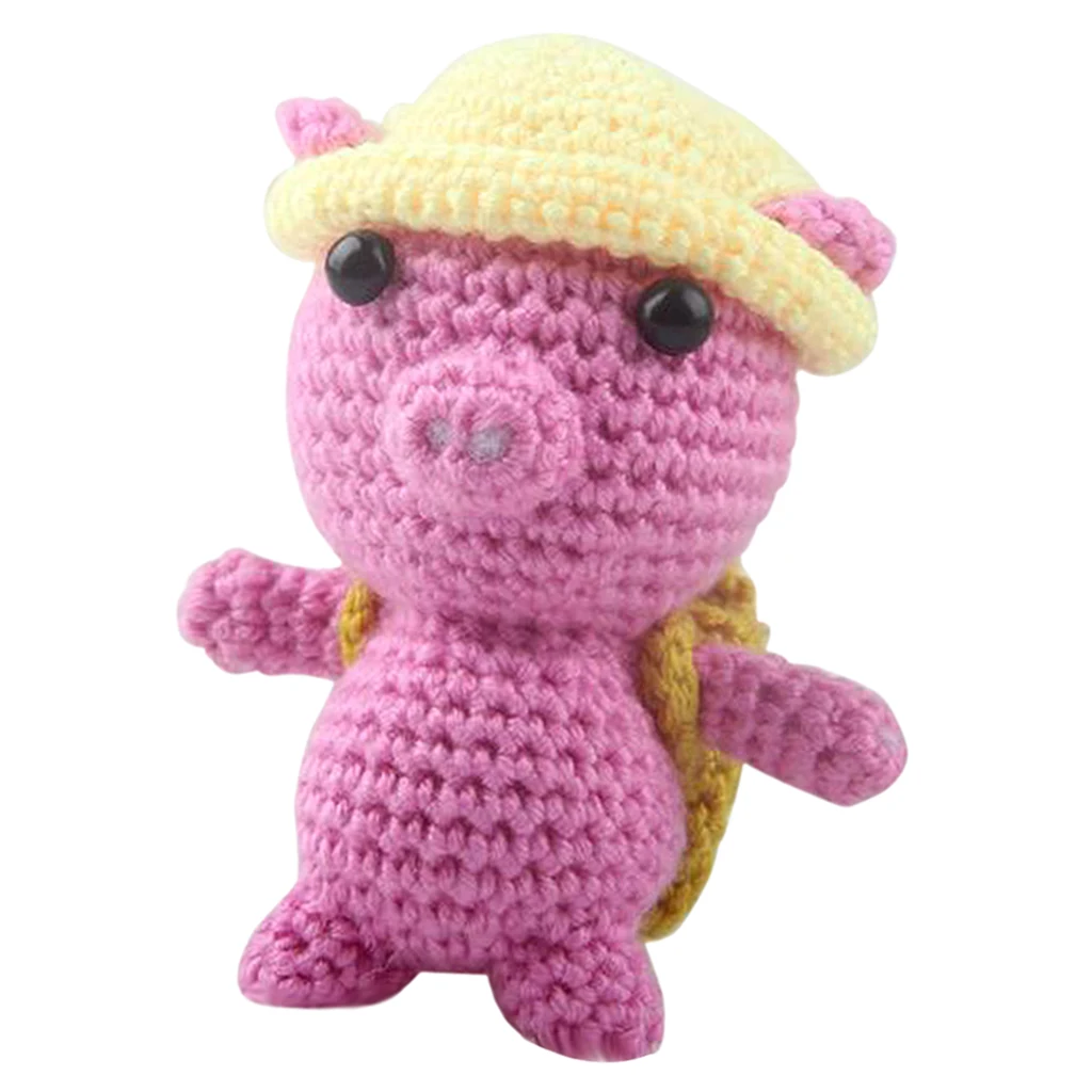 fityle Lovely Pink Pig Crochet Doll Kit for Adults Beginners Learn to Knitting Sewing Christmas Crafts