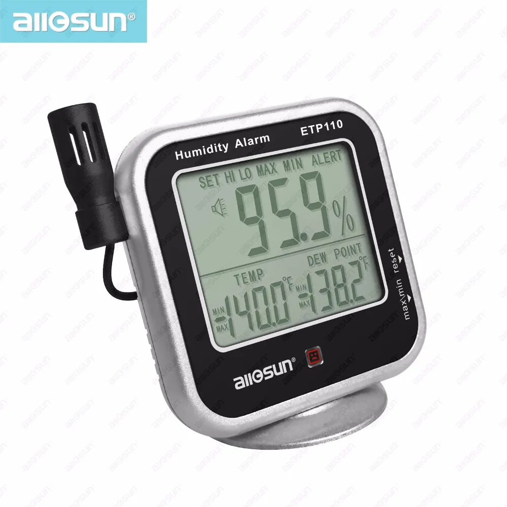 all sun ETP110 Digital Thermo hygrometer Dew point Meter with Humidity Alarm Function High