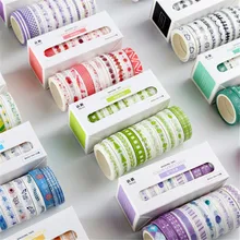 10 pçs/lote oceano estrelas wisteria floral bonito papel masking washi conjunto de fita de papelaria japonês kawaii scrapbooking suprimentos adesivo
