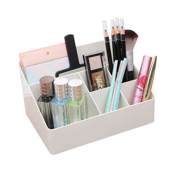 

Simple Multi-grids Cosmetics Storage Box Dresser Makeup Tool Storage Box Desktop Plastic Stationery Skin Care Product Organizers