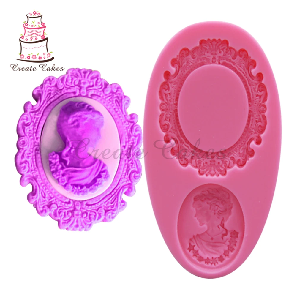 

Oval Cameo & Oval Frame Fondant Mold Miniature Frame Silicone Cake Decorating Mould Baking Silicone Sugar Decoration Tool SM-374