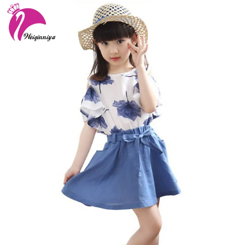 

Baby Girl Clothes 2018 New Korean Girls Summer Shorts+A-line Skirt 2pcs Children Baby Suit Floral Kids Clothes For 4-15Y Hot