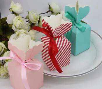 

100pcs Vase Flower Candy Chocolate Box Boxes For Wedding Party Birthday Baby Shower Favors Gifts 4 Colors Pick