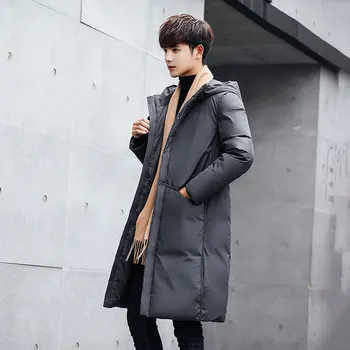 

Winter Men's Long Thick Down Jackets Men Hooded Fashion White Duck Down Coats Casual Down Parkas Male Winter Overcoats JK-722