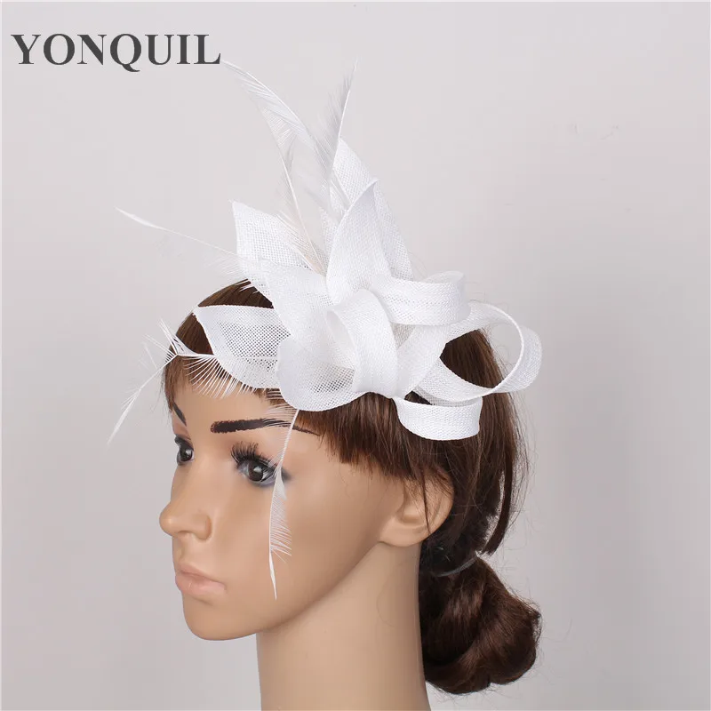 

imitation sinamay fascinator hats white cocktail hat bridal wedding headwear beauty Derby hair accessories NEW ARRIVAL 17colors