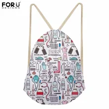 FORUDESIGNS 3D мультфильм медсестра узор Женская Большой завязки сумки Повседневное Softback для девочек-подростков рюкзаки хранения пляжные сумки