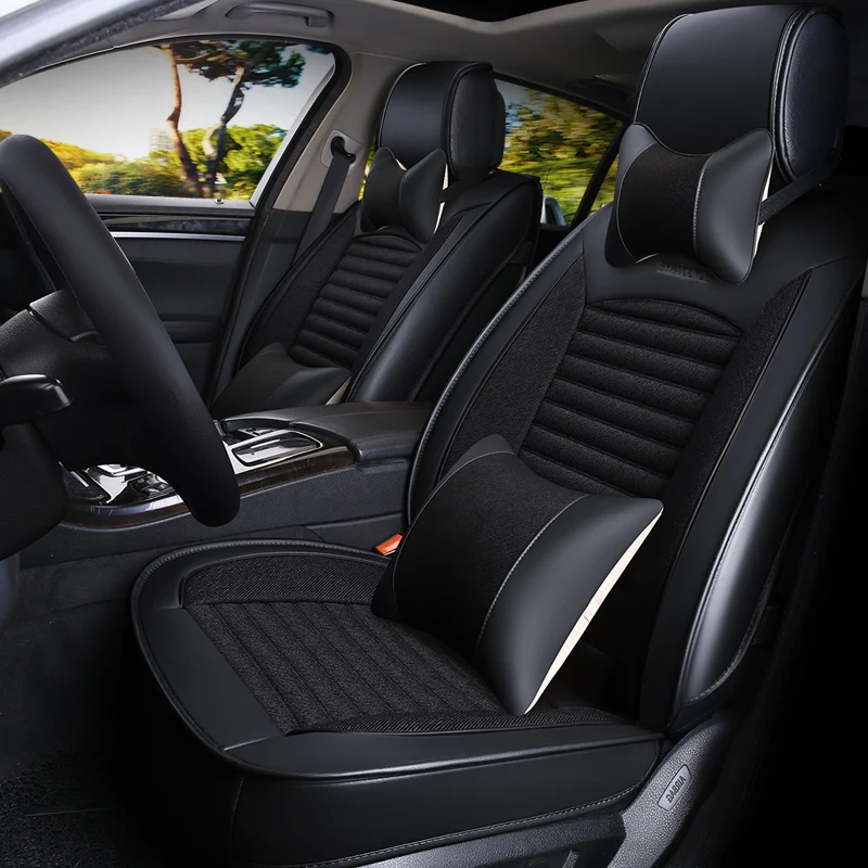 Linen & leather car seat cover For Volkswagen passat b5 b6 b7 polo 4 5