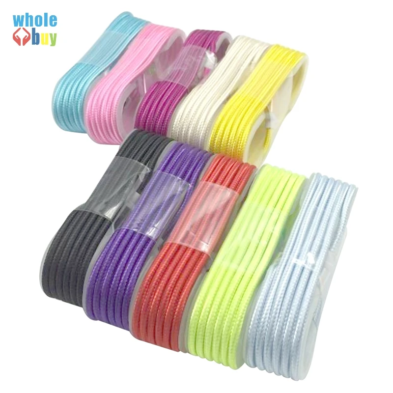 

50pcs/lot Colorful 1.5M Nylon Rope Braided with Tape Bracket Type-C Micro 5pin 8pin USB Data Charging Cable for Samsung Iphone