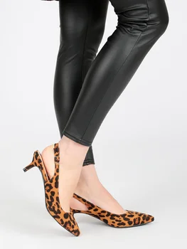 

Leopard pointed shoes thin strap heel mathcing office high heels