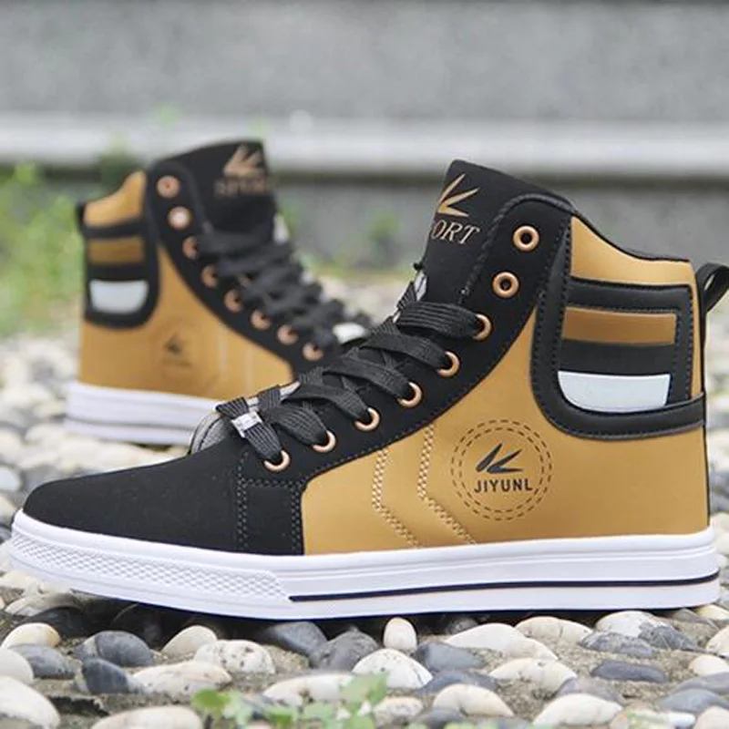 Men's Vulcanize Shoes Lace-up Men Casual Shoes Fashion High Top Men High Pipe Retro Comfortable Men's Flat Shoes Q71