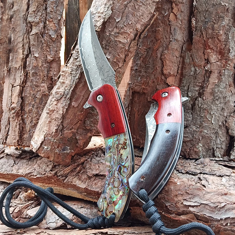 Новый складной нож Ножи карманный тактический выживания дамасский клинок ручной работы Охота спасения инструменты подшипник мяч