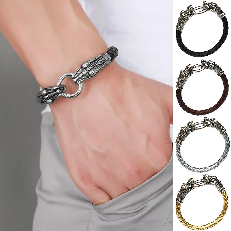 

Charm Hot Sale PU High Quality Bangle Leather Silvery Alloy 6Colors Gift Popular Dragon Drop Shipping Bracelets Animal Hot Boys