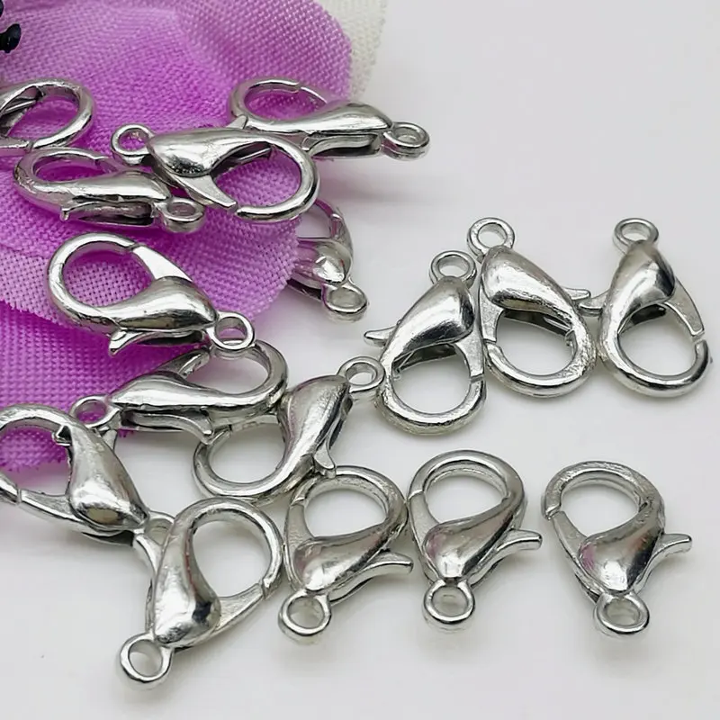 100 PCS silver 12*6MM lobster clasp buckle bracelet