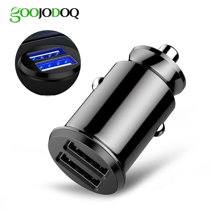 

GOOJODOQ Mini Fast Dual USB Car Charger Adapter 3.1A Car Charging For Tablet Mobile Phone Car-Charger Double USB Phone Charger