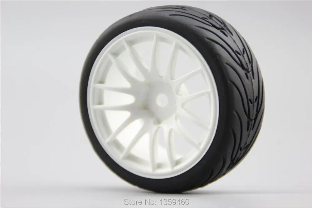 4x RC 1/10 Soft Rubber Touring Car Tire Tyre Wheel Rim 3mm Offset 10314 +Tire 3 