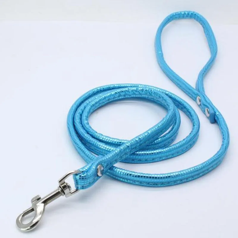 Роскошный кожаный украшенный камнями Чихуахуа Йоркский Шнауцер бульдог гуляющий маленький ошейник собачий жгут нагрудная цепь для щенков пояс для поводка - Цвет: Blue leash