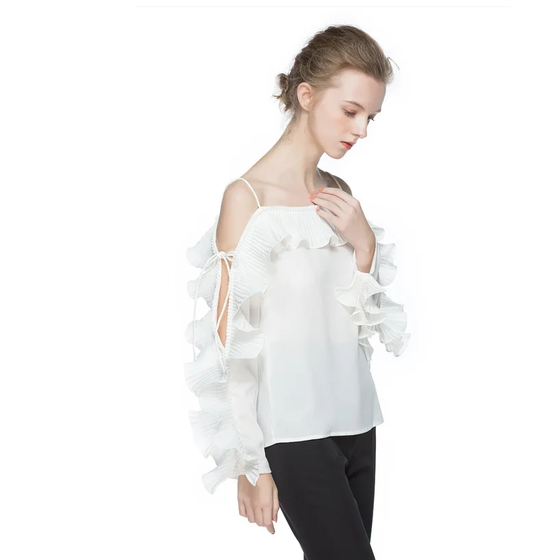Tops Style Women Sexy Patchwork The Shirt white Slim Black Neck Top Off Blouses Sling Slash Fashion Ruffles Sipaiya Shirts European Shoulder red tgYwg5q
