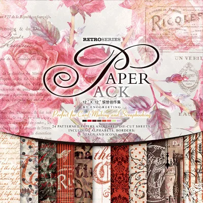 

ENOGREETING passion scrapbooking paper word and label tag die cut pattern with background paper set of 27sheets papercraft kit