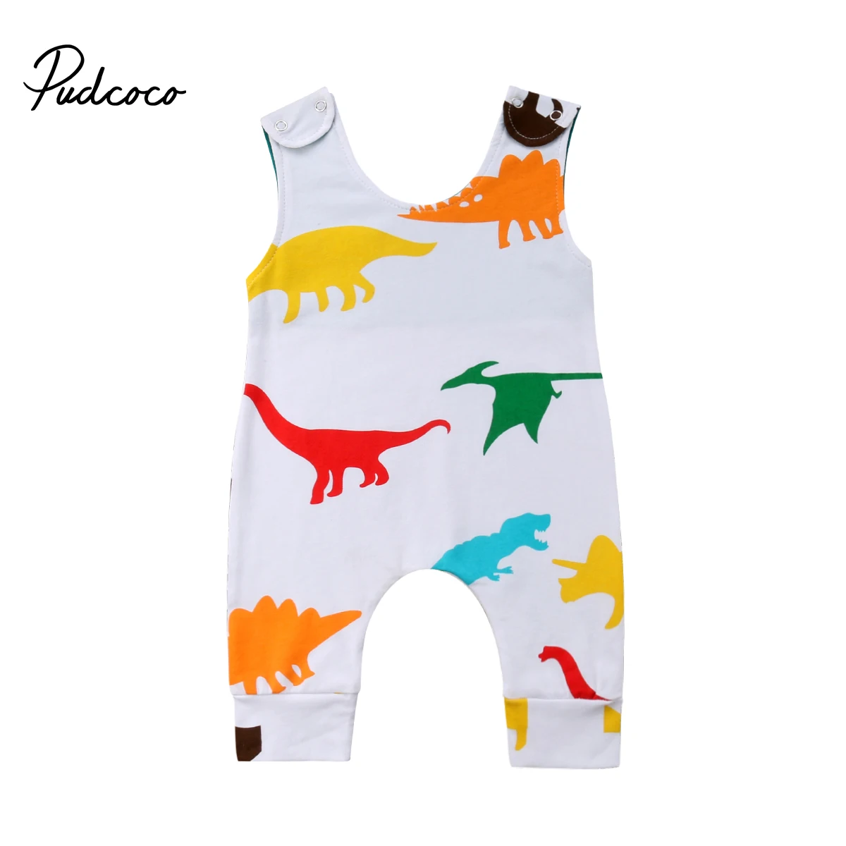 Новинка года; брендовый Летний комбинезон для маленьких девочек и мальчиков 0-24 месяцев; комбинезон без рукавов с рисунком динозавра и животного; пляжный костюм; одежда для малышей