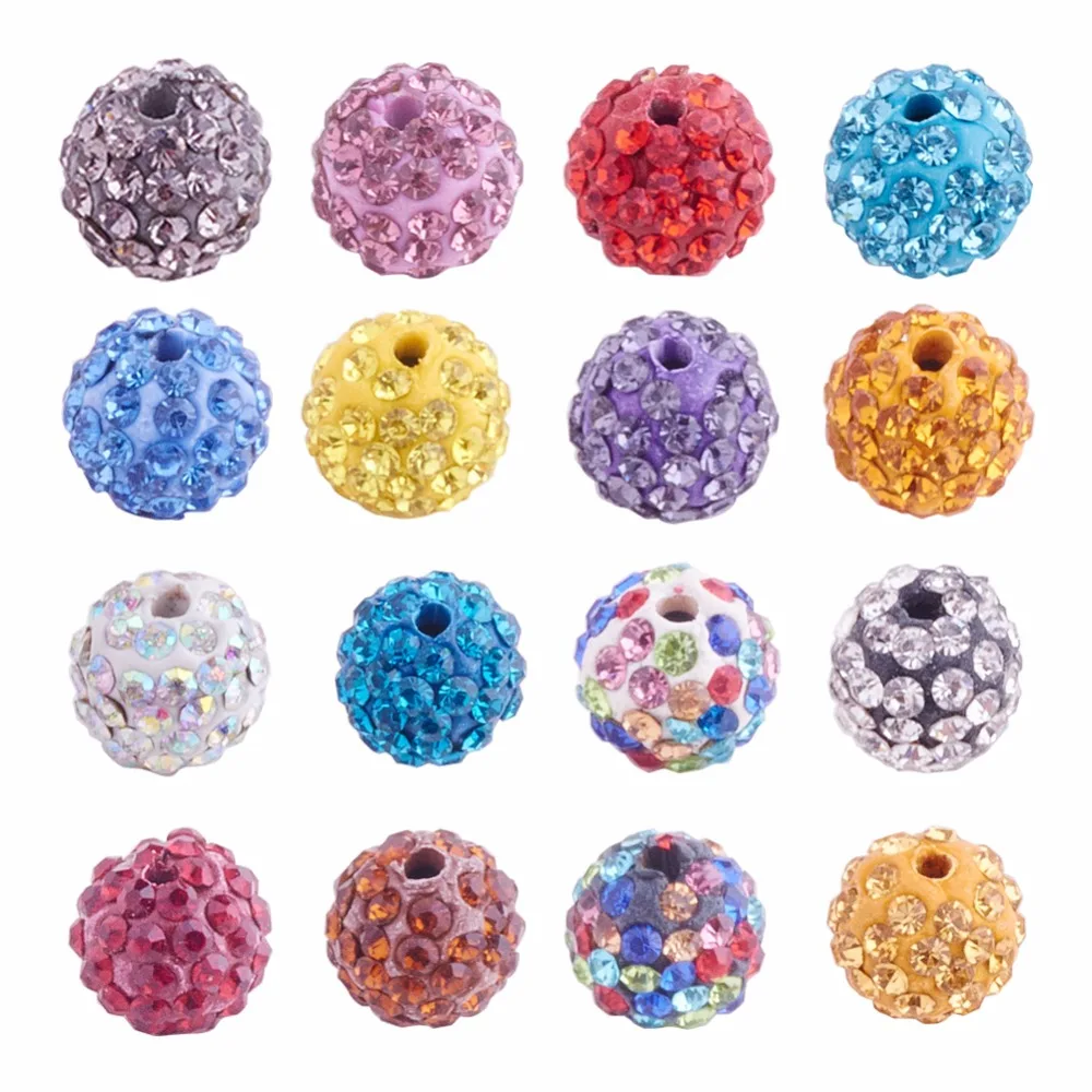 

100pcs 10mm Shiny Pave Disco Ball Beads Polymer Clay Rhinestone Jewelry DIY Round Beads