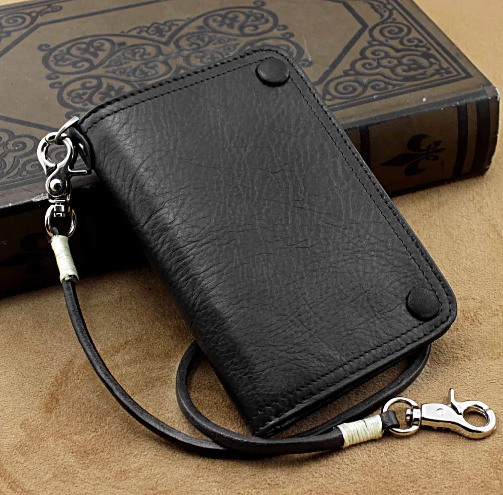 CooL Biker cartera de mano de cuero genuino para hombre, cartera