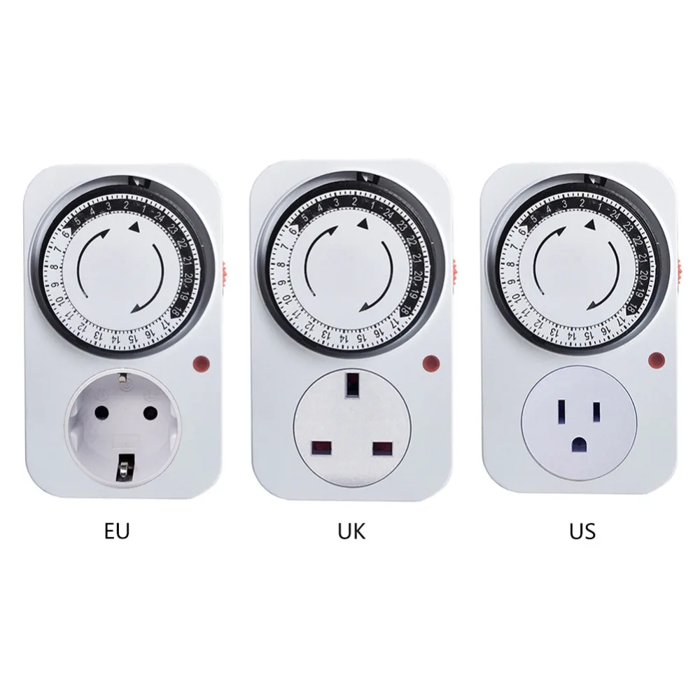 

EU/US/UK Plug Electrical Timer Socket 24 Hour Multi Mechanical Wall Outlet Switch Digital Countdown Energy-saving Sockets