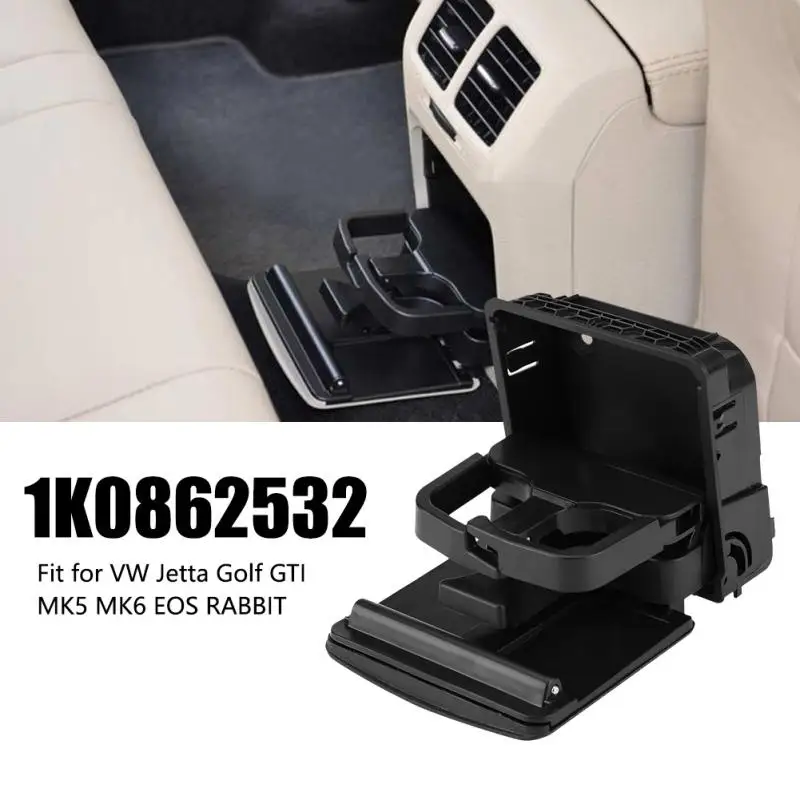 Black Rear Armrest Central Console Cup Holder for VW Jetta Golf GTI MK5