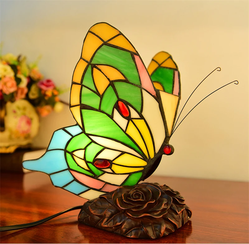 Настольная лампа FUMAT с бабочкой, креативная художественная стеклянная прикроватная настольная лампа, Настольный светильник s, домашний декор для гостиной, светильник с животными