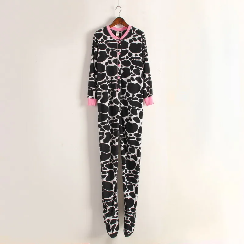 

Plus Size Animal Outfit Adult Woman Euro Size Milk Cow Hooded Footed Pajamas Cotton Fleece Onesies Soft Warm Jumpsuit