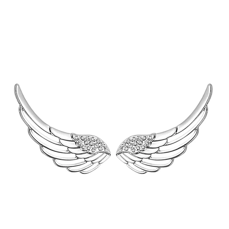 Подлинная 925 стерлингового серебра серьги с крыльями шпильки серьга с крылом ангела ряд женский добровольцев дизайн сенсорными серьги шпильки подарок