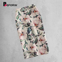 BEFORW марочный женские юбки Высокая талия юбки женщины Лето Юбка офисного карандаша мода Повседневная школьная юбка белый Роза Цветок длинная юбка карандаш XXL