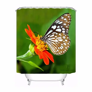 

Custom Nature Butterfly Flower Shower Bath Bathroom Curtain Mildewproof Waterproof Polyester Various Sizes#0421-21-83