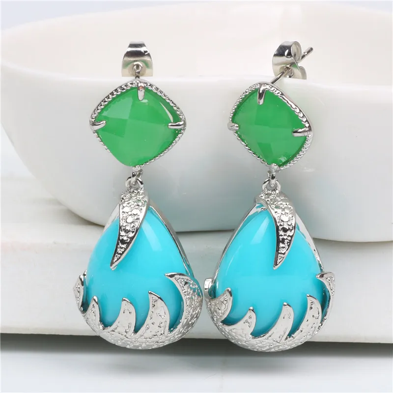 

2018 Bohemian Style Silver Color Dangle Earrings for Women Jewelry Wedding Brincos Engagement Earings Gifts Y30