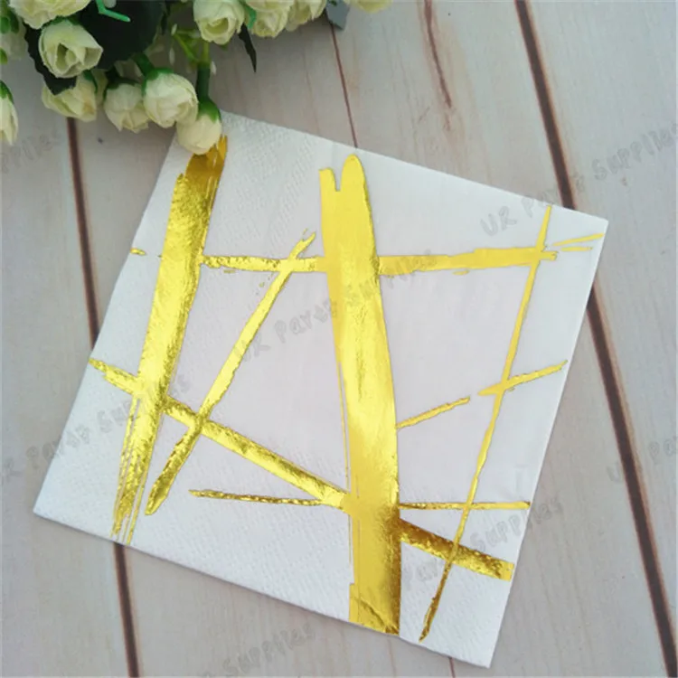 

Free Shipping 100pcs Brush Foil Gold Cocktail Paper Napkins Graduation Baby Bridal Shower Bachelorette Wedding Birthday Party