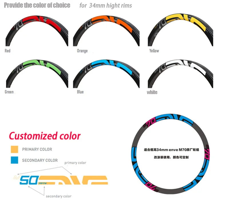 EVNE M70 Wheels Rim Stickers Decals Replacement SET FOR 26//27.5//29ER 2RIMS 12