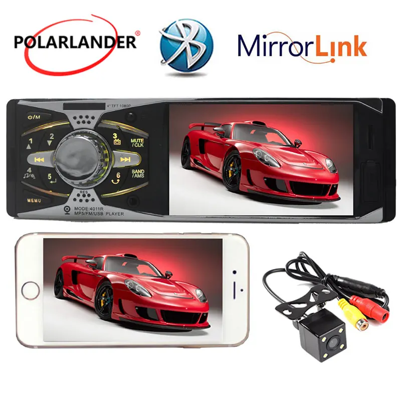 

Car Radio 4.1"TFT HD 12V Head Unit +Camera MP3/MP5/FM Stereo USB SD AUX In-Dash 1Din Rearview Mirror Link for Andriod
