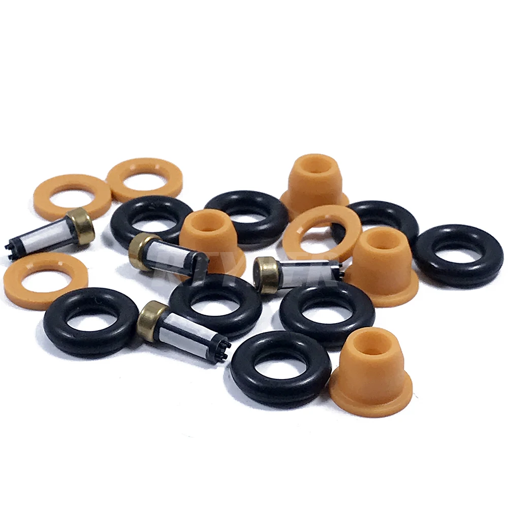 4 Sets Injector Repair Kits Micro Filter Oring Plastic Gasket Pintle Cap 02103 For Bosch 0280150951 for Audi A4/S4/S6/A6 2.0 2.2