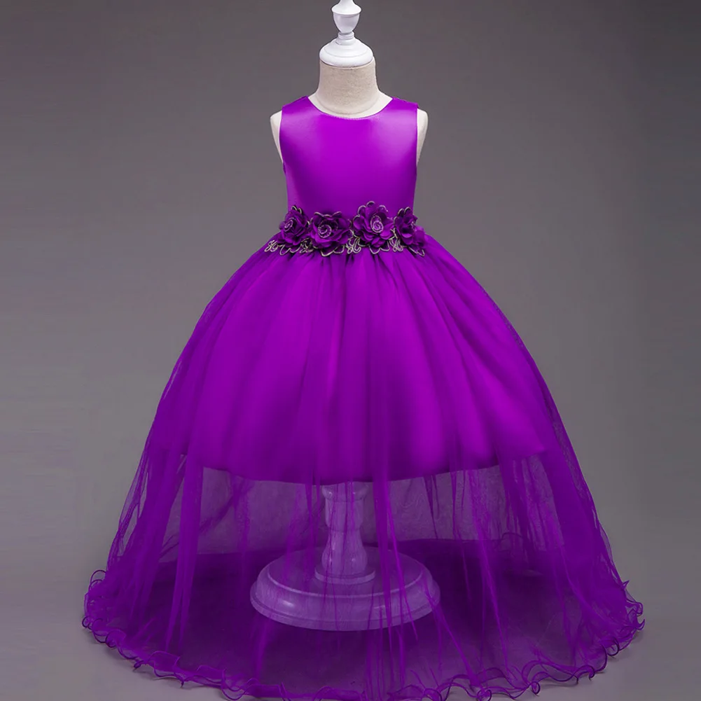 

Carnival Costumes For Girls Party Dress Elegant Spring Summer Girls Clothes O-neck Sleeveless Lace Kids Dress 3 4 5 6 7 8 9 10t