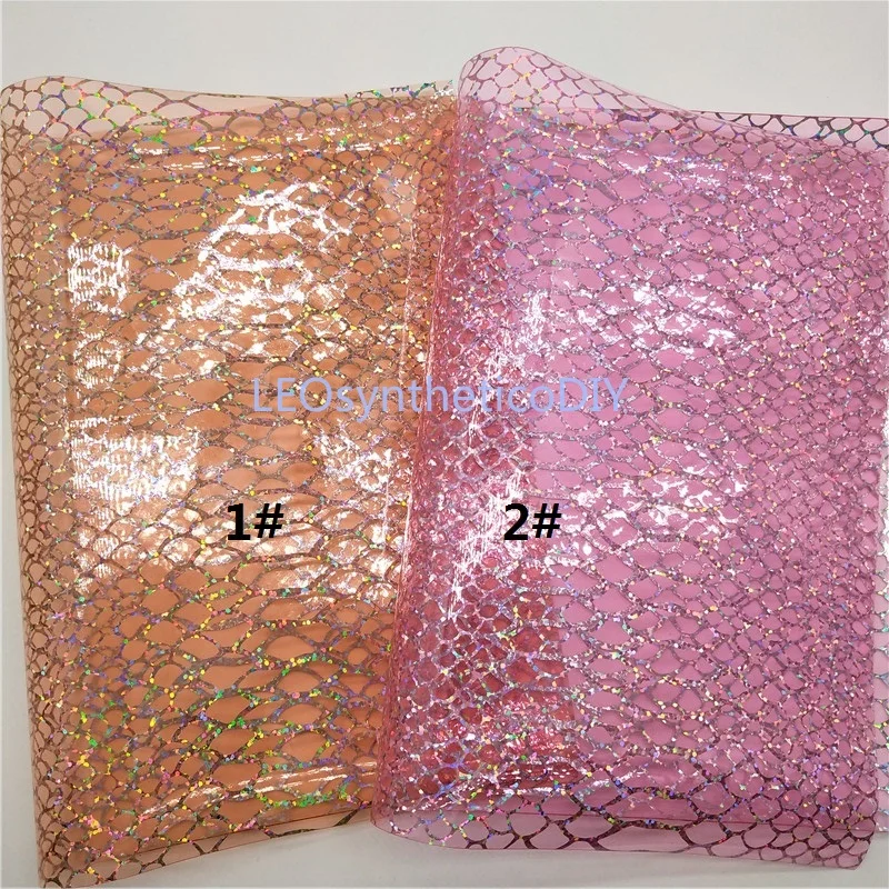 

1PC 21X29CM See Through Glitter Snake Faux Leather Fabric, Synthetic Leather Fabric For Making Bows LEOsyntheticoDIY T243