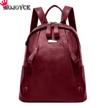 

PU Leather Backpacks Women Travel Casual Solid Zipper Shoulder School Bags for women 2018
