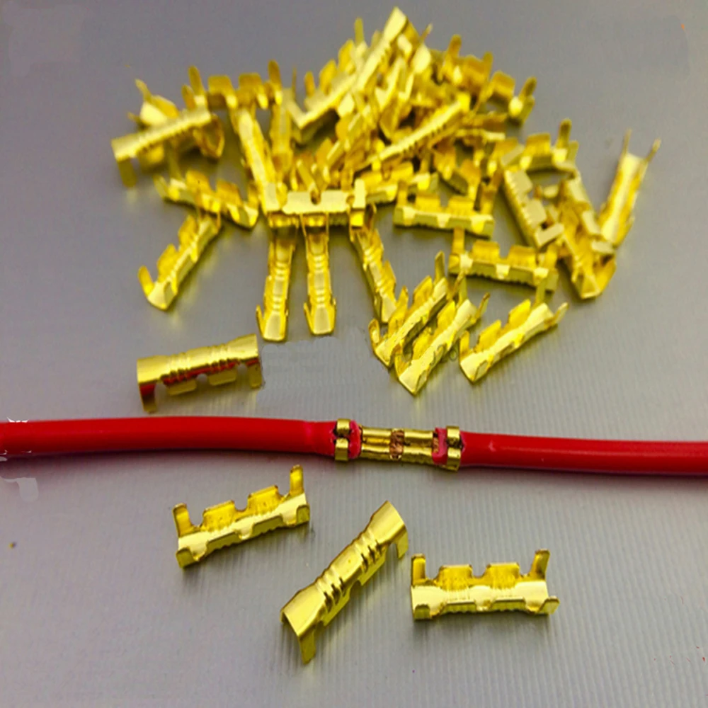 100 шт. U-образный золото латунной пряжкой терминал стыковочный разъем линии нажатием кнопки