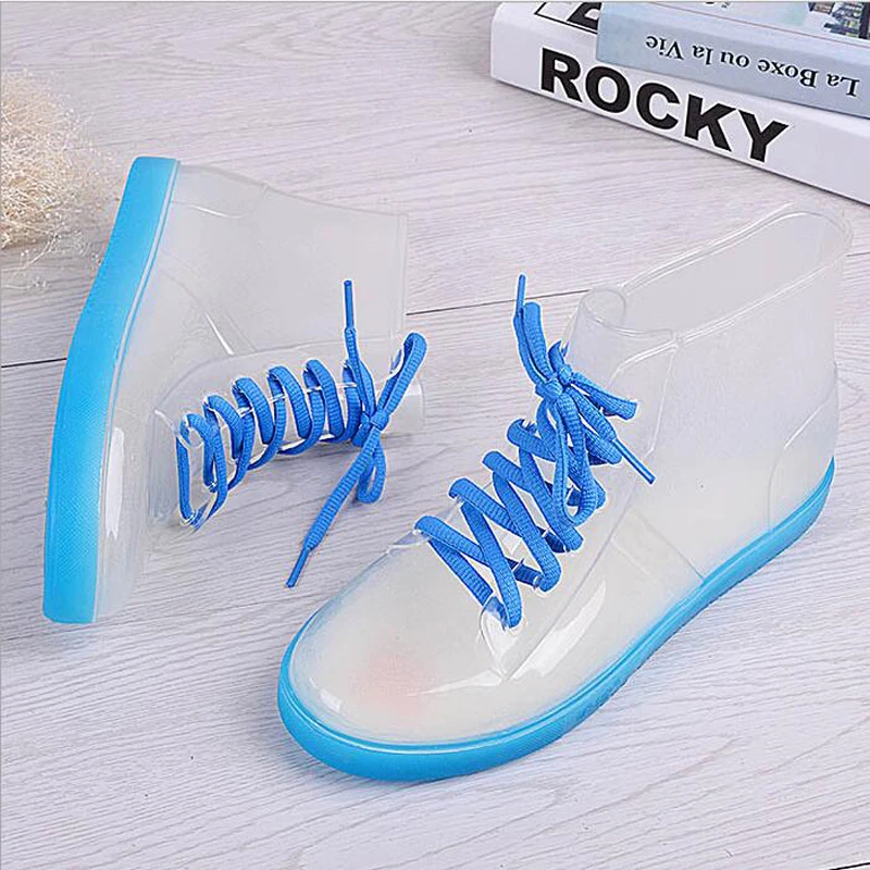 

Women's Rainboots Candy color Waterproof Ankle Rain boots Pink Women Casual Shoes botas mujer C363
