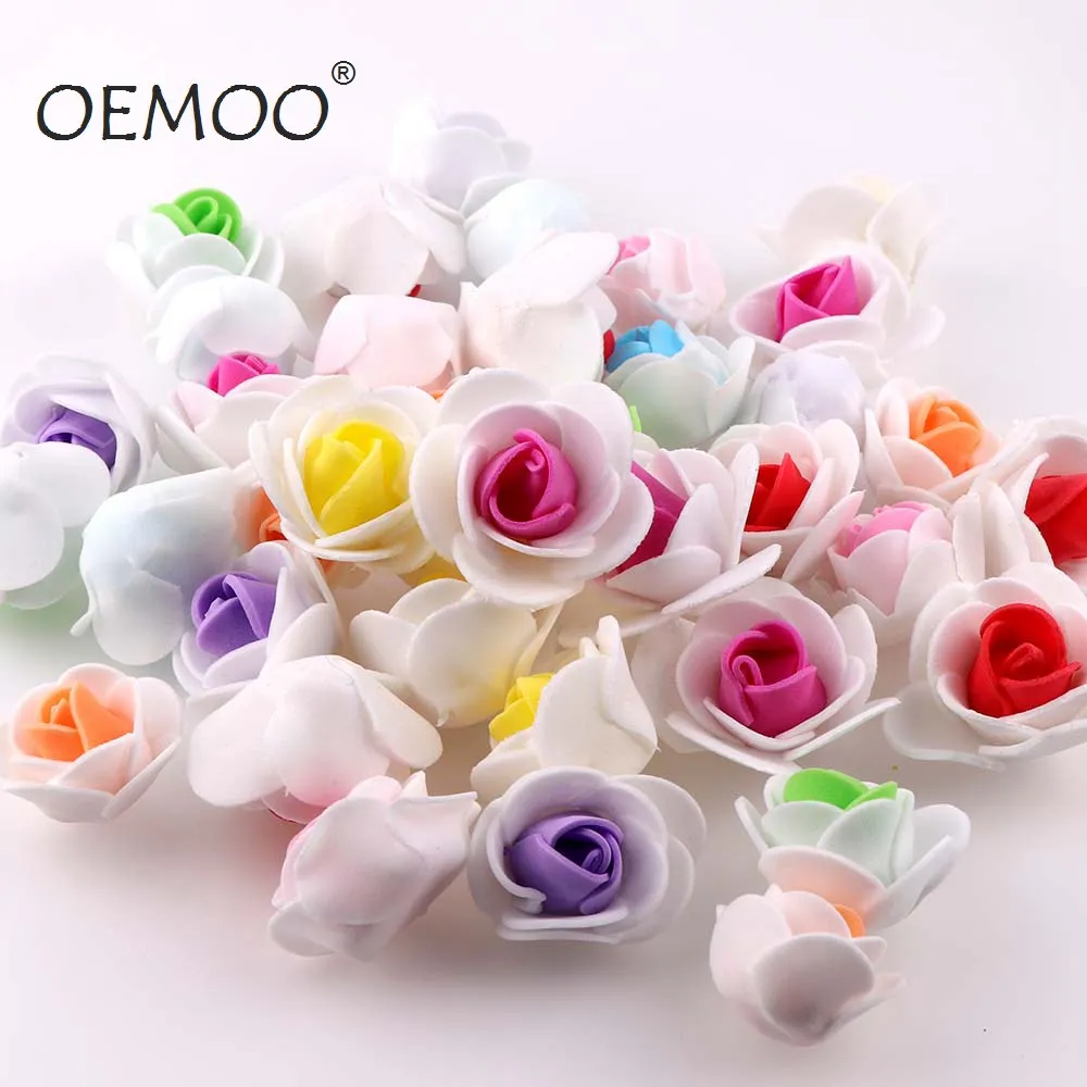 

50pc Foam 2Colors White RoseArtificial Flowers For Wedding Decoration DIY Scrapbooking Accessories Wreath Fake Craft Flowers