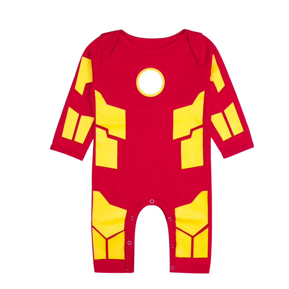 

2017 Newborn Fashion Cool Boys Ironman Costume Long Sleeve Red Yellow Infant Boys Jumpsuits Baby Rompers Toddler Boy Clothes New