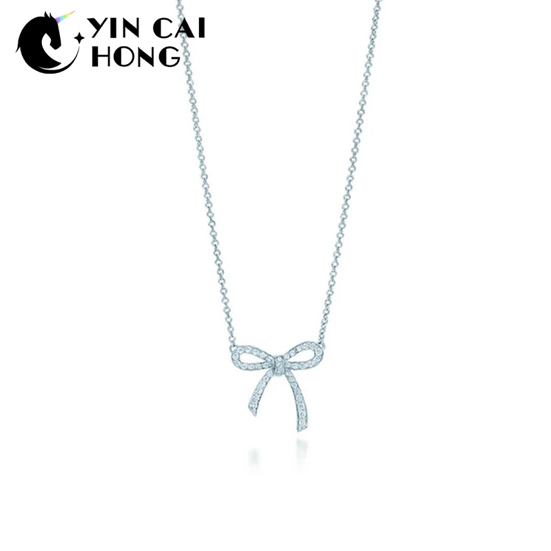 

YCH Charm Gift 925 Sterling Silver Bow TIFF Attractive Elegance Temperament Necklace World Jewelry