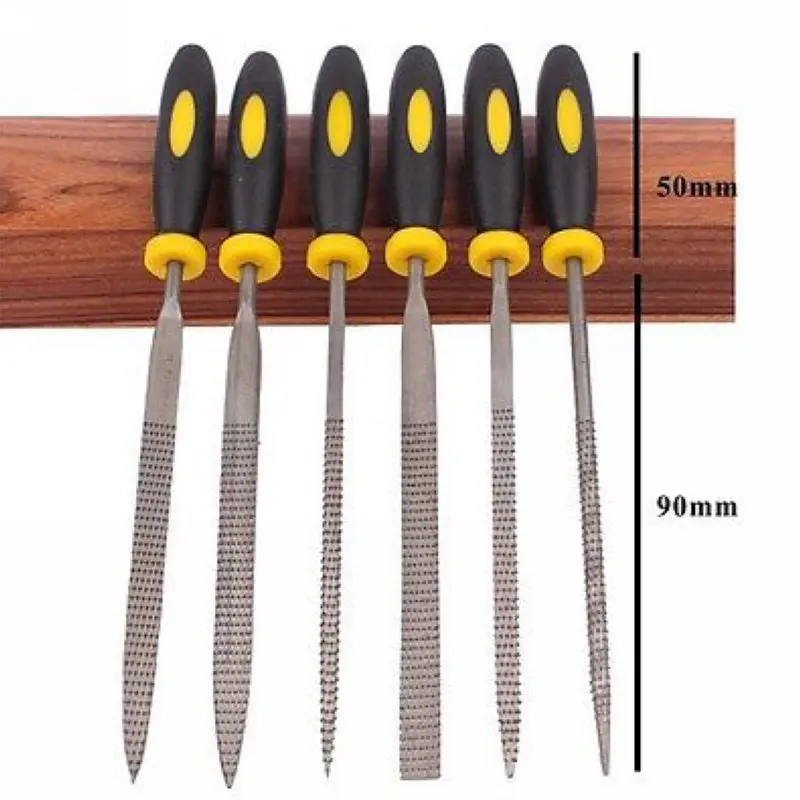 6pcs Small Wooden Rasp Set Flat Round Square Needle Files 