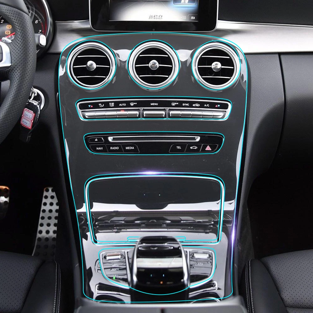 Car Interior Protective Film Control Console Dashboard Gps Panel Sticker For Mercedes Benz C Class Coupe C5 W5 C63 Amg W4 Car Stickers Aliexpress